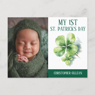 My 1st St Patrick's Day Baby Photo Shamrocks  Holiday Postcard