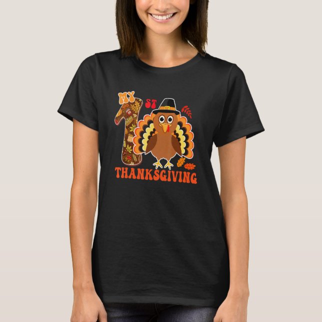My 1st Thanksgiving Boys Thanksgiving Turkey Boy A T-Shirt (Front)
