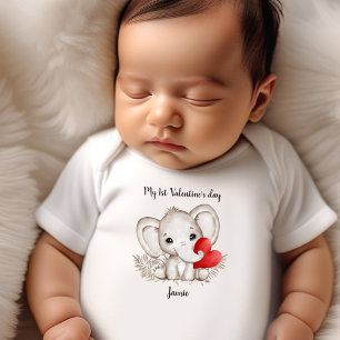 My 1st Valentine's day Personalized Name Cute Baby Bodysuit