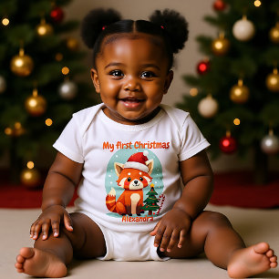 🎄My 1stChristmas, custom text, Santa Paws Baby Bodysuit
