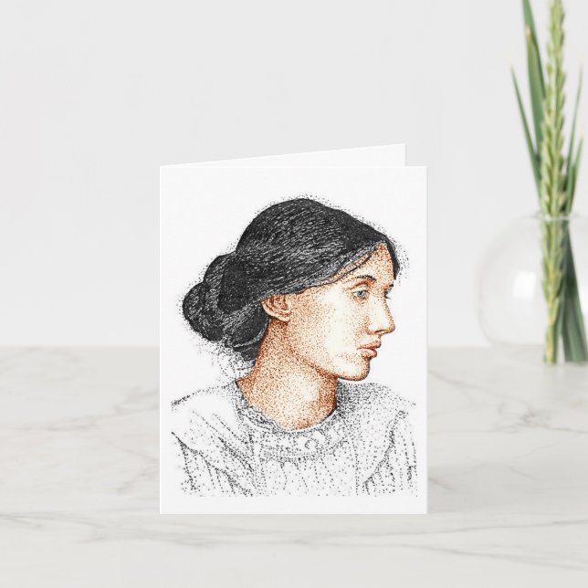 My 2004 ink drawing of Virginia Woolf card   (Front)