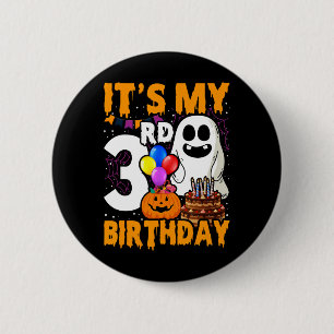 My 3rd Birthday Ghost Pumpkin Halloween Party 3 Ye 2 Inch Round Button