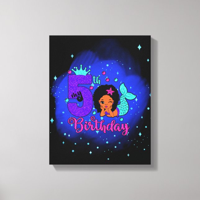 My 5th Birthday Mermaid Canvas Print (Front)