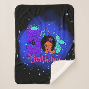 My 5th Birthday Mermaid Sherpa Blanket