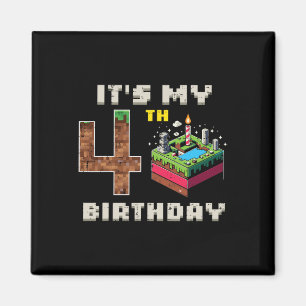 My 5th Birthday Pixel Game 4 Cake Video Gamer Boys Magnet