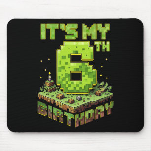 My 6th Birthday 6 Cake Video Gamer Boys Kid Youth Mouse Pad