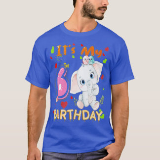My 6th Birthday Elephant 6 Year Old For Girls Kids T-Shirt