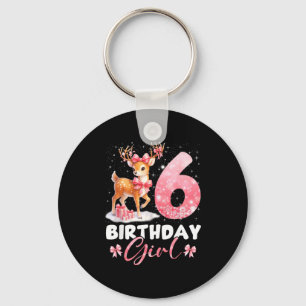 My 6th Birthday Girl Rudolph Nk Coquette 6 Years O Keychain