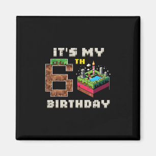 My 6th Birthday Pixel Game 6 Cake Video Gamer Boys Magnet