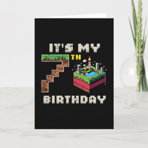My 7th Birthday Pixel Game 7 Cake Video Gamer Boys Card
