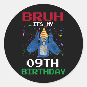 My 9th Birthday 9 Years Old Funny Gorilla Video Ga Classic Round Sticker