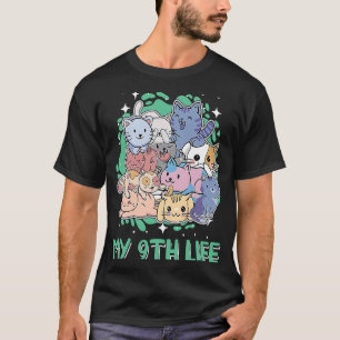 My 9th Life Cat  Birthday Kitten Bday Dad Jokes Fa T-Shirt