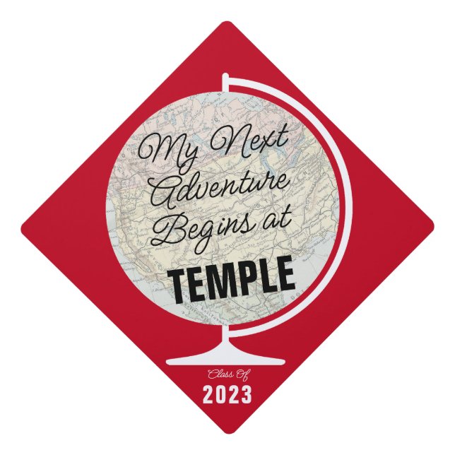 My Adventure Begins at Temple Custom Graduation Cap Topper (Front)