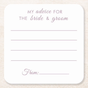 My advice for the bride & groom fun purple wedding square paper coaster