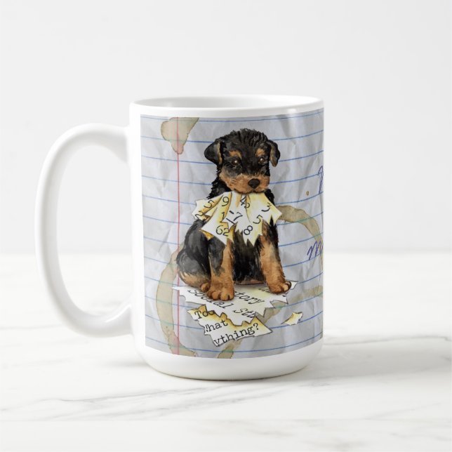 My Airedale Ate My Lesson Plan Coffee Mug (Left)