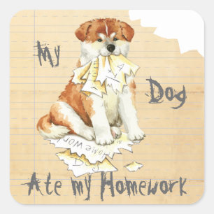 My Akita Ate My Homework Square Sticker