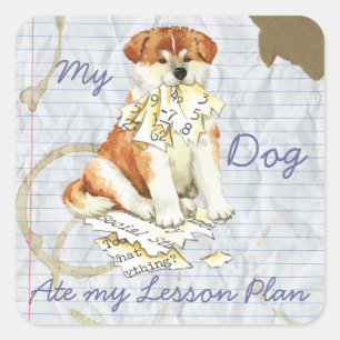 My Akita Ate My Lesson Plan Square Sticker