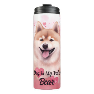 My Akita Dog Is My Valentine Personalized Name Thermal Tumbler