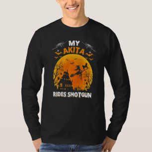 My Akita Ride Shotgun  Akita Dog Halloween T-Shirt