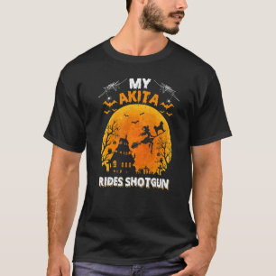 My Akita Ride Shotgun Akita Dog Halloween T-Shirt