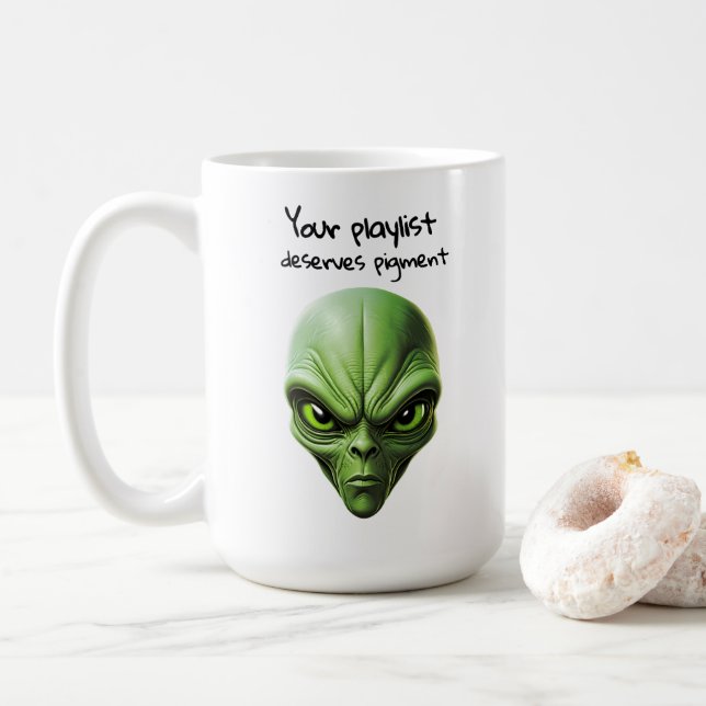 "My alien and My playlist" music vibes design Coffee Mug (With Donut)
