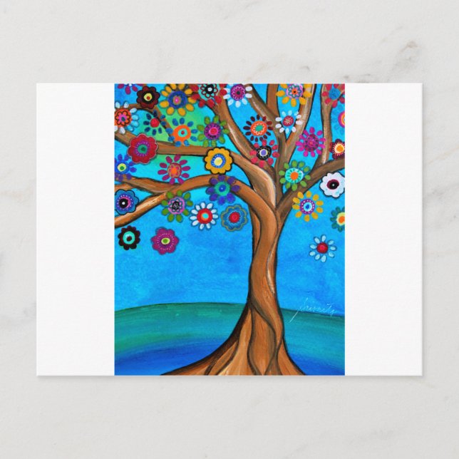 MY ALLY TREE OF LIFE WHIMSICAL PAINTING POSTCARD (Front)