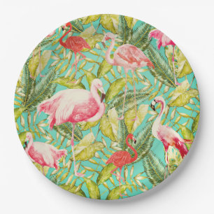My Aloha Jungle Bird Flamingo Garden Paper Plate