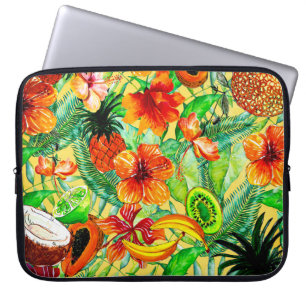 My Aloha Tropical Fruit and Jungle Flower Garden Laptop Sleeve