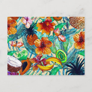 My Aloha Tropical Fruit and Jungle Flower Garden Postcard