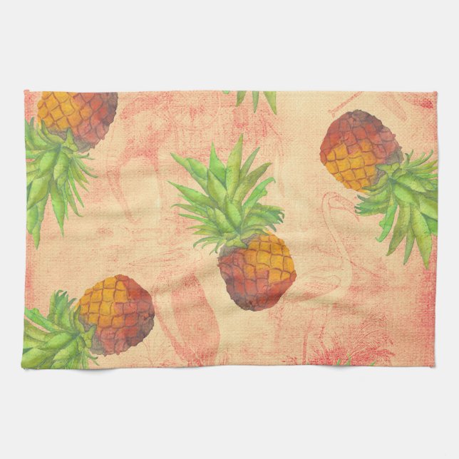 My Aloha Tropical Pineapples Flower Garden Kitchen Towel (Horizontal)