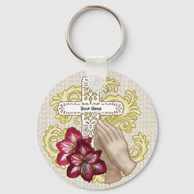 My Amaryllis Christian Cross keychain  (Front)