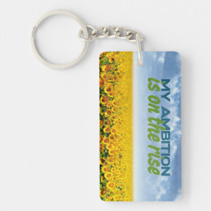 My ambition is on the rise Motivation Affirmation Keychain
