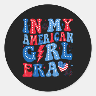 My American Girl Era Retro 4th Of July Groovy Patr Classic Round Sticker