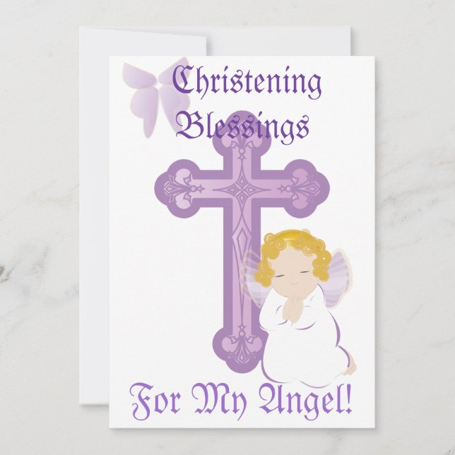 My Angel's Christening Blessings-Customize Invitation (Front)