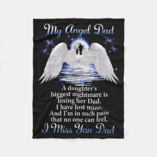 My angle dad i miss you dad memorial day fathers M Fleece Blanket