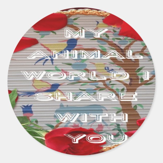 My Animal World: Beautiful Tree and Bird Design Classic Round Sticker (Front)