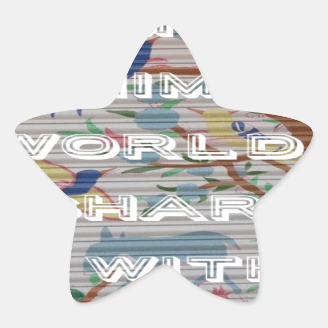 My Animal World: Beautiful Tree and Bird Design Star Sticker (Front)