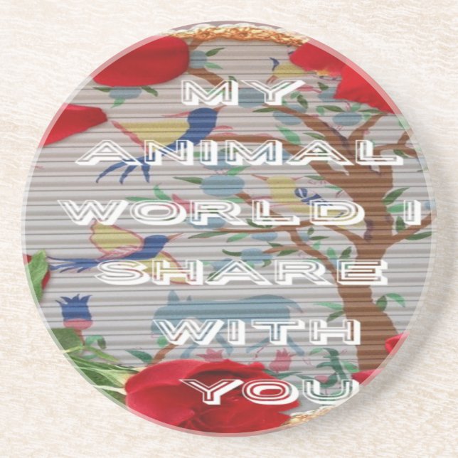 My animals world valentine.png coaster (Front)