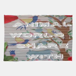 My animals world valentine.png kitchen towel