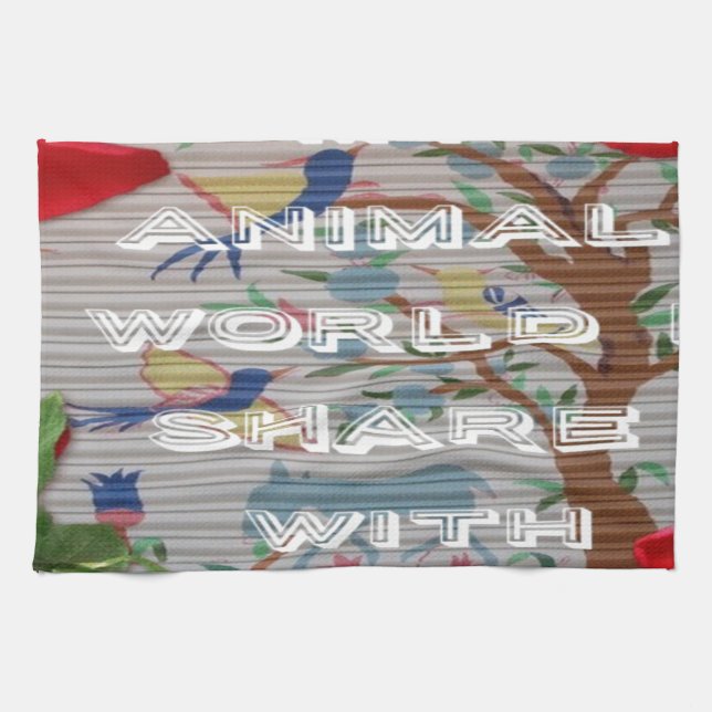 My animals world valentine.png kitchen towel (Horizontal)