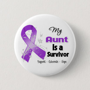 My Aunt is a Survivor Purple Ribbon 2 Inch Round Button