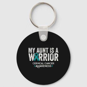 My Aunt Is A Warrior Cervical Cancer Awareness Keychain