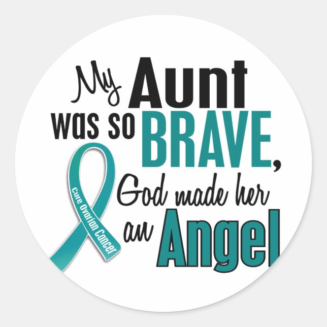 My Aunt Is An Angel 1 Ovarian Cancer Classic Round Sticker (Front)