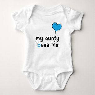 My Aunt loves me bright blue Heart Balloon Baby Bodysuit