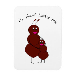 My Aunt Loves Me Cute Aunt and Child Ant Cartoon Magnet