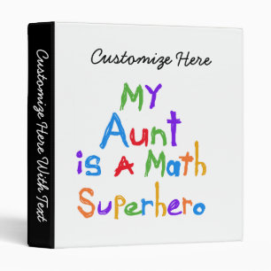 My Aunt Math Superhero T-shirts and Gifts Binder