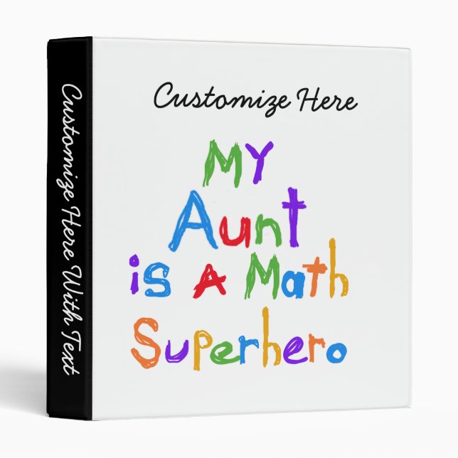 My Aunt Math Superhero T-shirts and Gifts Binder (Front/Spine)