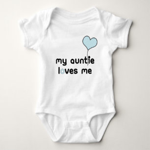 My Auntie loves me Light Blue Heart Balloon Baby Bodysuit
