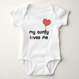 My Aunty loves me Red Heart Balloon Baby Bodysuit