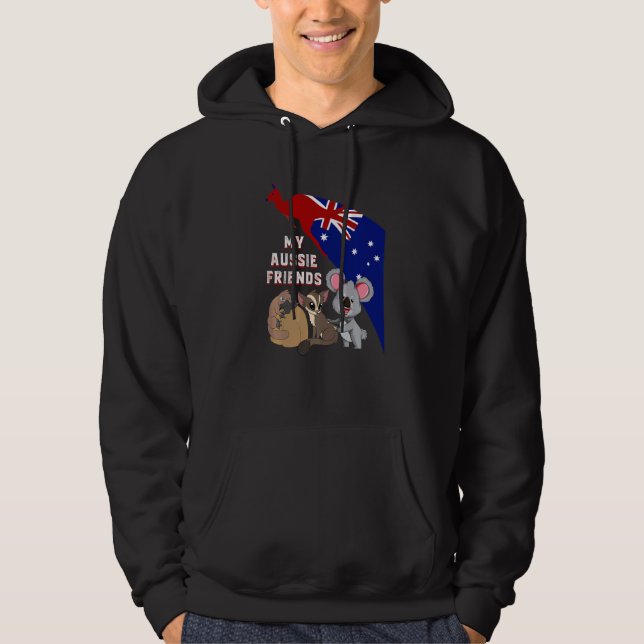 My Aussie Friends Sugar Glider Koala Platypus Aust Hoodie (Front)